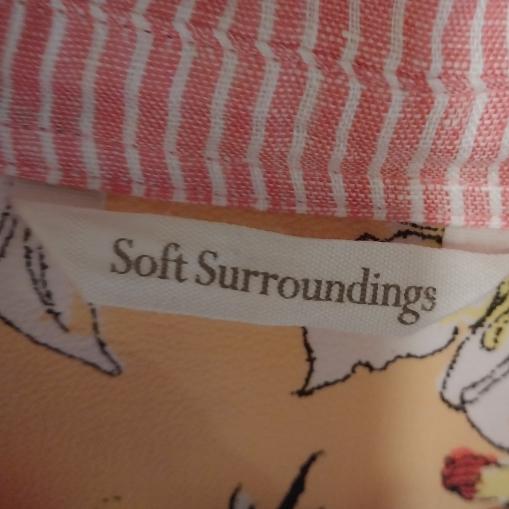 Soft Surroundings Pink and Yellow Patchwork Eden Island Linen Top - Picture 5 of 12